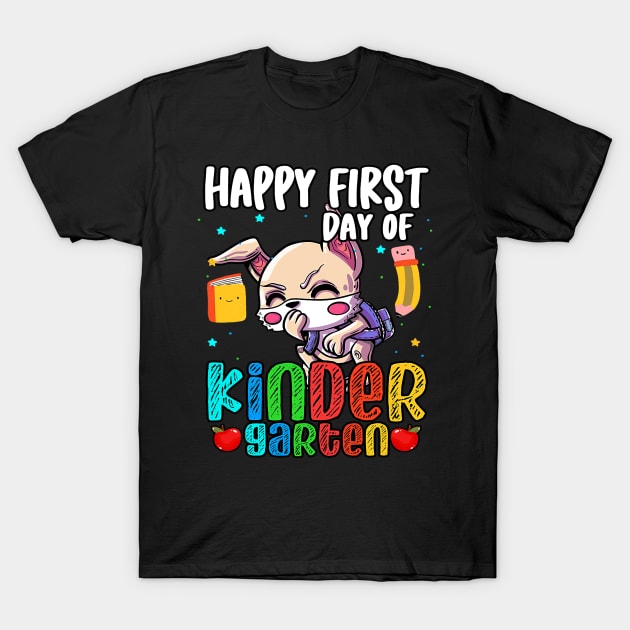 Happy First Day Of Kindergarten Rabbit Kids T-Shirt by omorihisoka